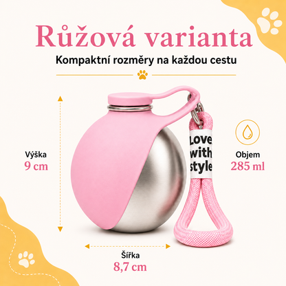 Pawlio™ Cestovní lahev pro psy | Láhev a miska v jednom | Nerez 304 | BPA Free